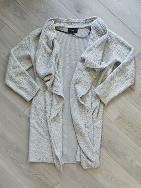 Line The Label Open Front Drape Cascading Shawl Wool Blend Long Cardigan, Lrg